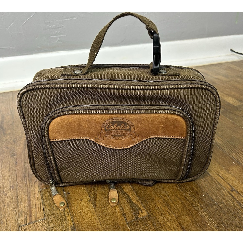 vintage Cabela's Battenkill canvas and leather travel or pistol kit bag
